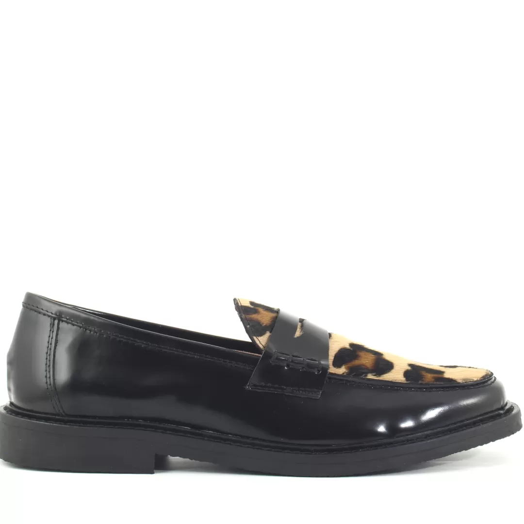 Le Walterine Mocassino Jimmy Animalier, Nero Cheap