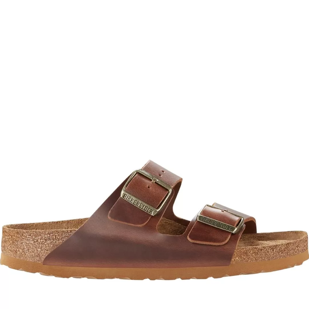 Birkenstock Sandalo Arizona Plantare Morbido Cuoio, Marrone Fashion