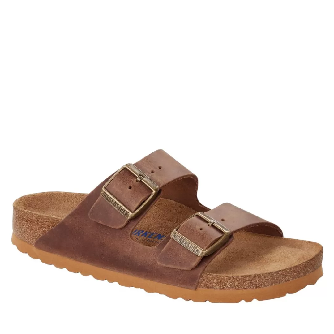 Birkenstock Sandalo Arizona Plantare Morbido Cuoio, Marrone Fashion