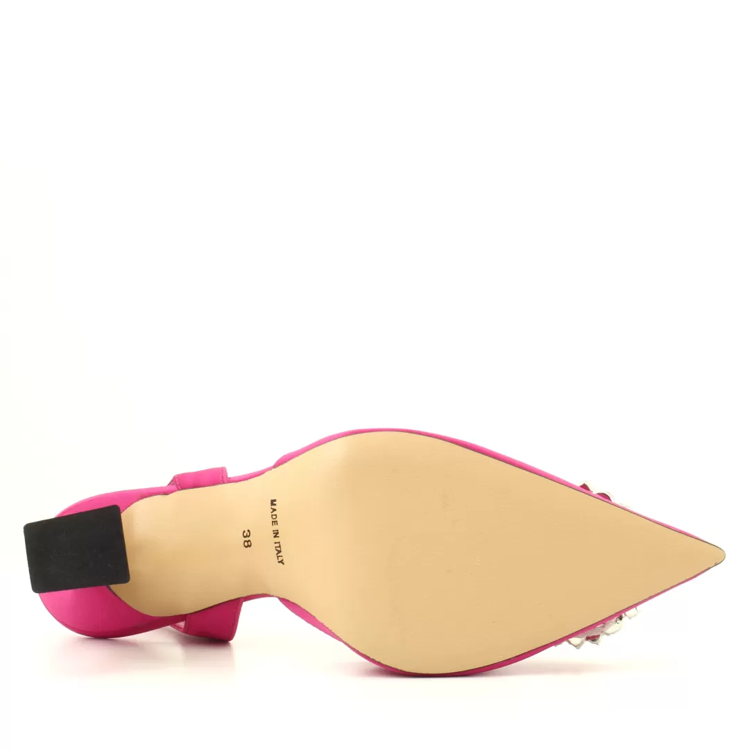 Le Walterine Slingback Satin Fucsia, Rosa Clearance