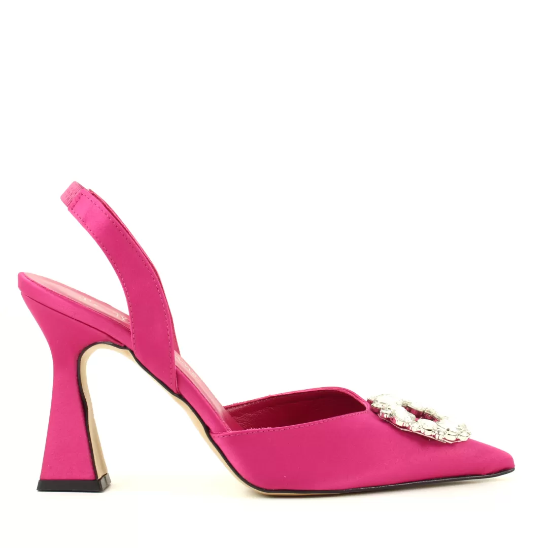 Le Walterine Slingback Satin Fucsia, Rosa Clearance